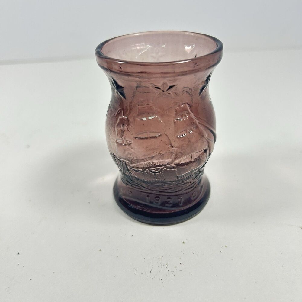 Vintage 1970s Wheaton Glass Amethyst Purple 1827 Clipper Ship  Juice Glass